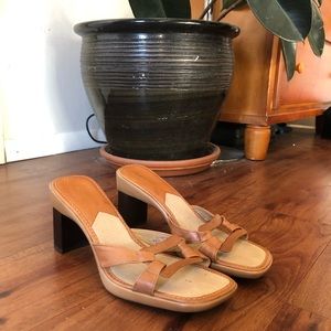 70s style leather heel